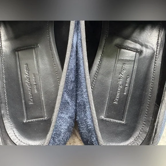 ERMERNEGILDO ZEGNA LOAFERS 9/ 10 SLIPPERS FORMAL TUXEDO BLUE SUEDE BOW TIE $1900